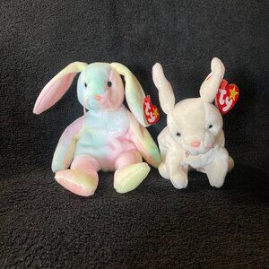 Ty Beanie Babies Hippie and Nibbler Bunnies